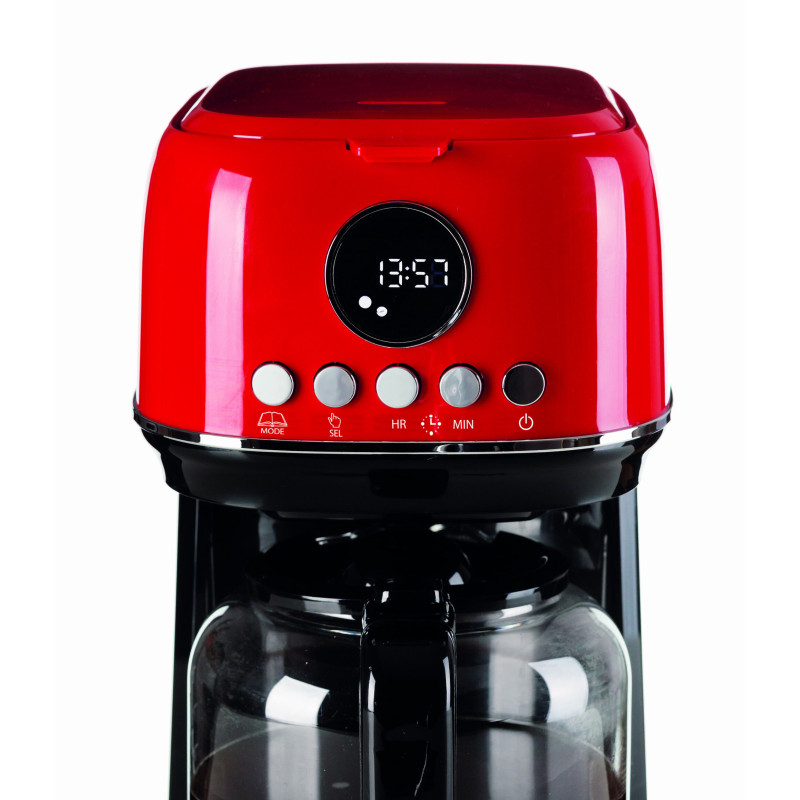 Macchina da caffè filtro moderna 15 tazze LCD rossa riscaldante