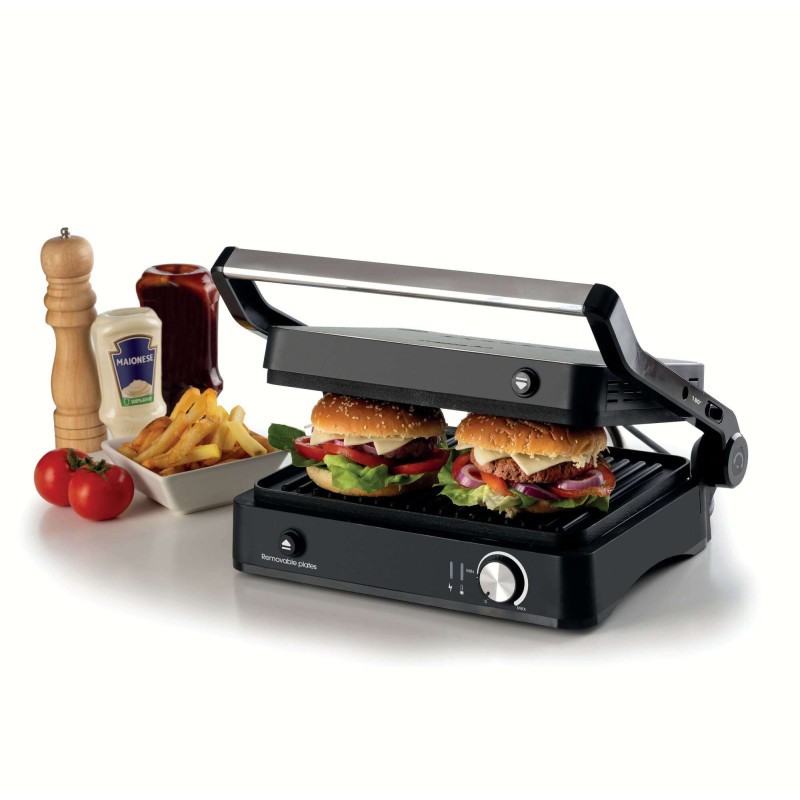 Griglia Elettrica 3in1 2000W Piastre Antiaderenti Silver Black
