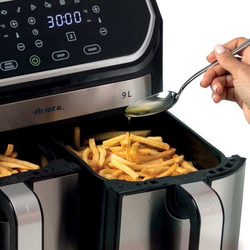 Friggitrice ad Aria 9L 2100W 11 Programmi Doppio Cestello Nero