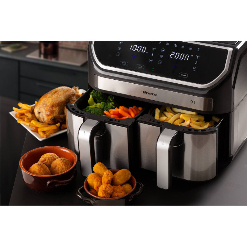 Friggitrice ad Aria 9L 2100W 11 Programmi Doppio Cestello Nero