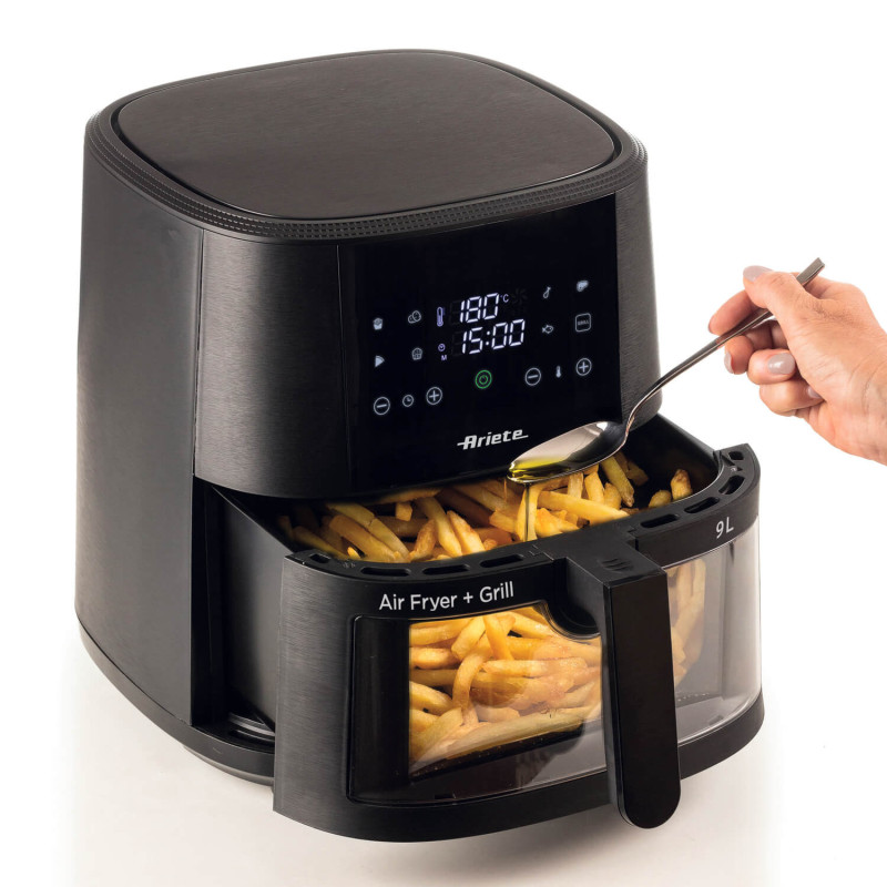 Friggitrice ad Aria 9L 1500W 8 Programmi Cestello Trasparente Nero