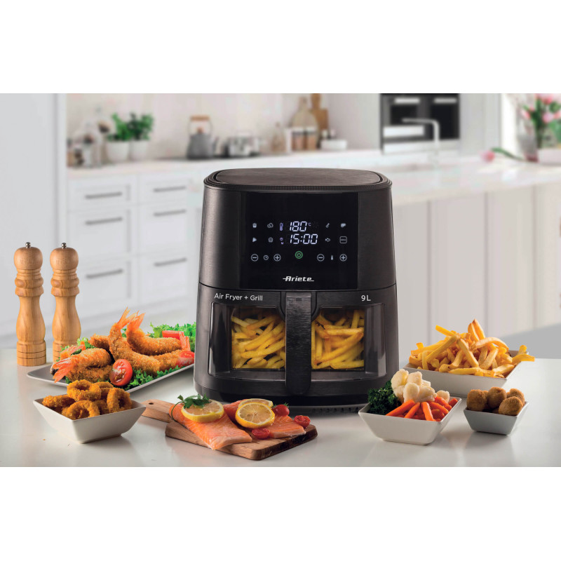 Friggitrice ad Aria 9L 1500W 8 Programmi Cestello Trasparente Nero