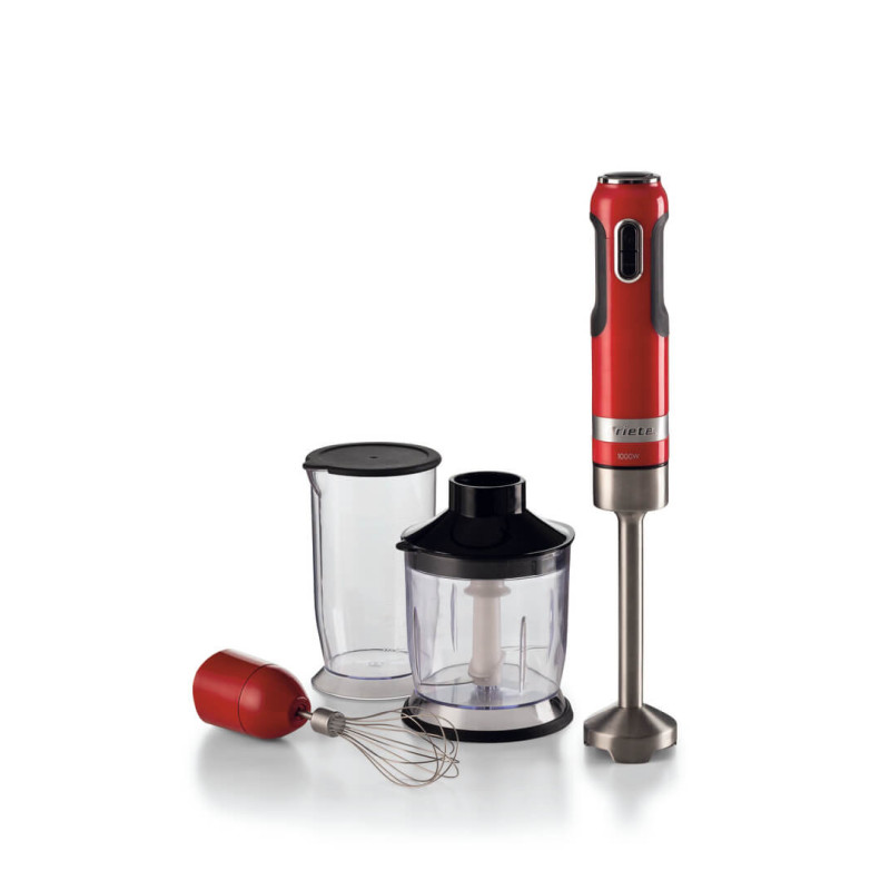 Frullatore a Immersione 1000W 10 Velocità Turbo Accessori Rosso