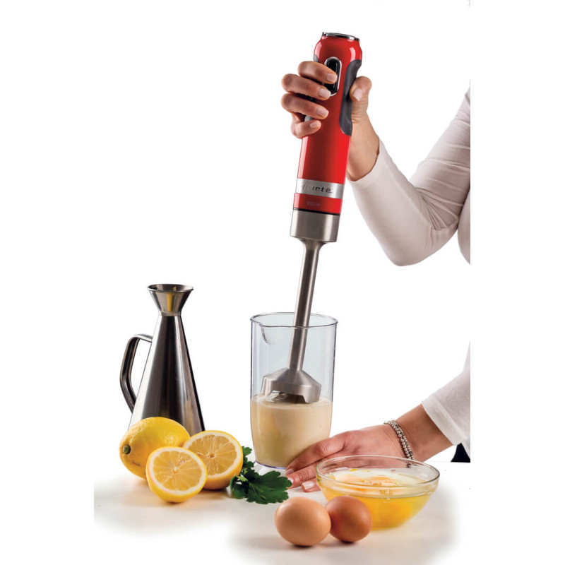 Frullatore a Immersione 1000W 10 Velocità Turbo Accessori Rosso