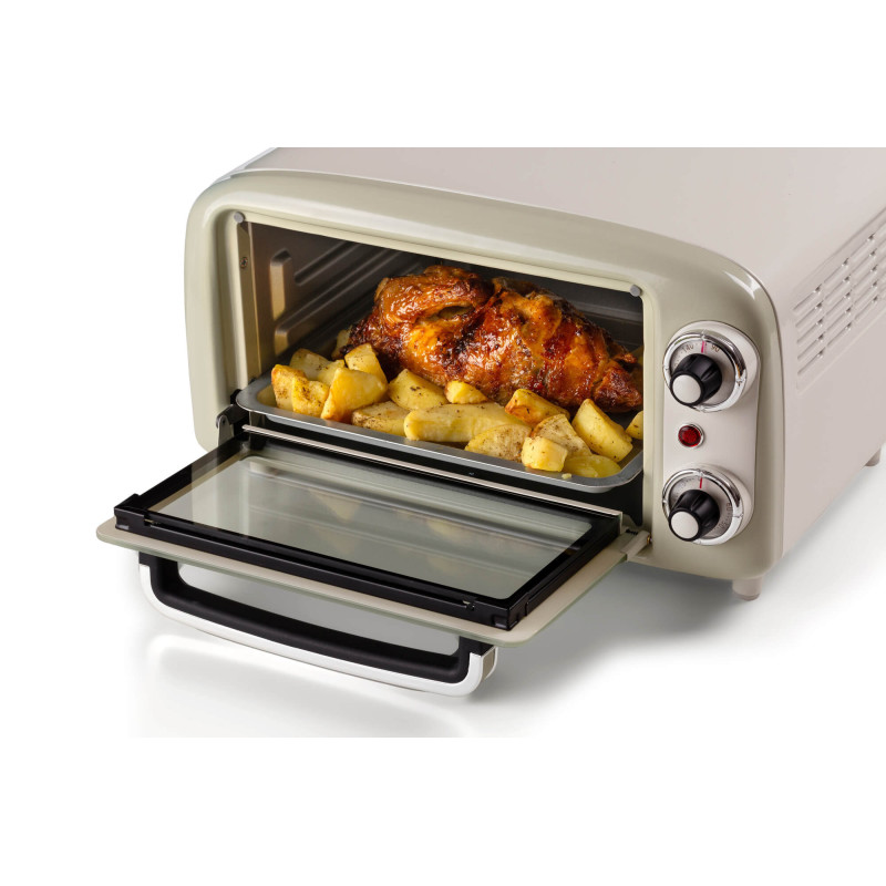Forno elettrico vintage 800W 10L doppio vetro beige