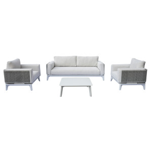 Salotto Nantes Alluminio Bianco E Corda Wicker Moia