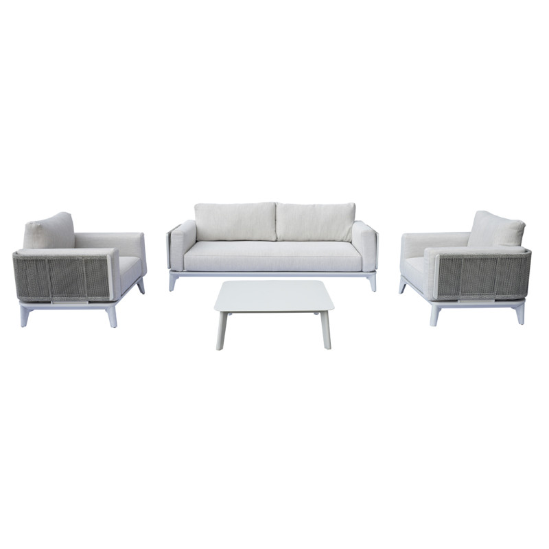 Salotto Nantes Alluminio Bianco E Corda Wicker Moia