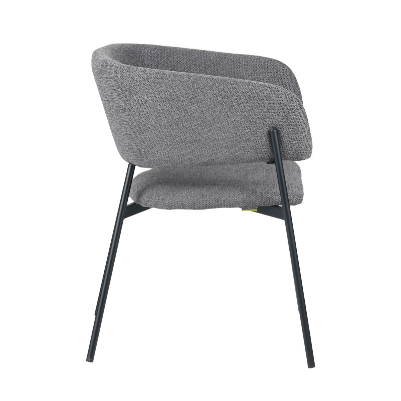 Set 4 poltrone Brigitte tessuto cenere gambe nere moderne