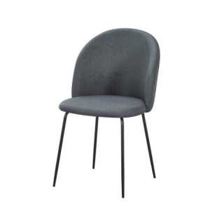 Zoom Set Da 4 sedie Tamara Tessuto Cenere Gambe Nere Per Soggiorno, Cucina E Arredo Bar