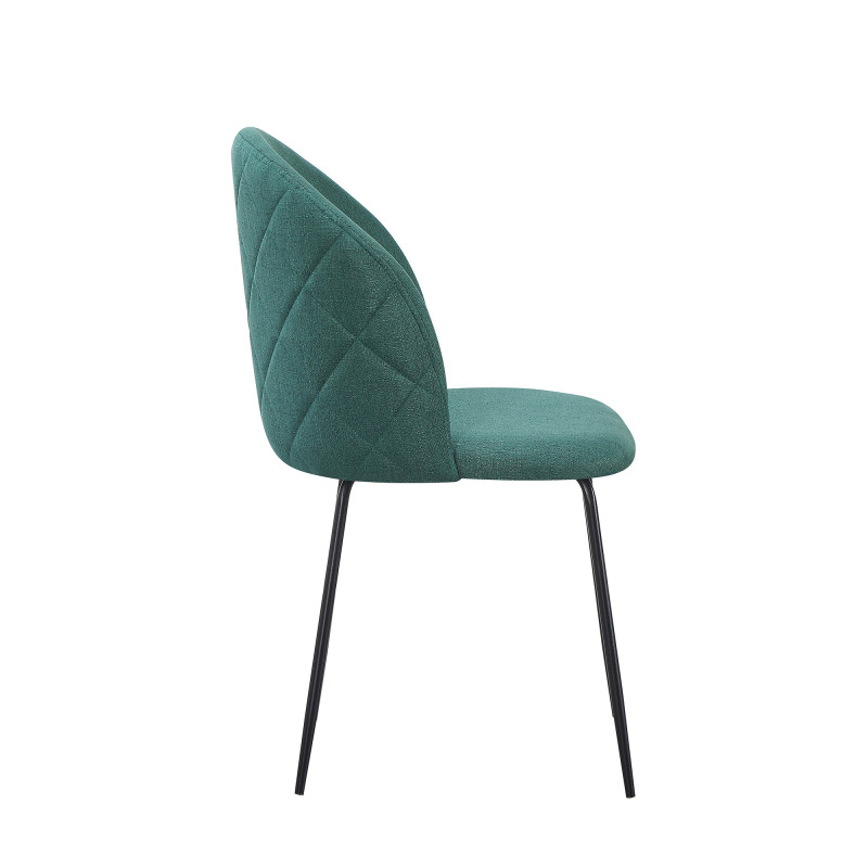 Set 4 sedie Tamara tessuto verde inglese gambe nere moderne