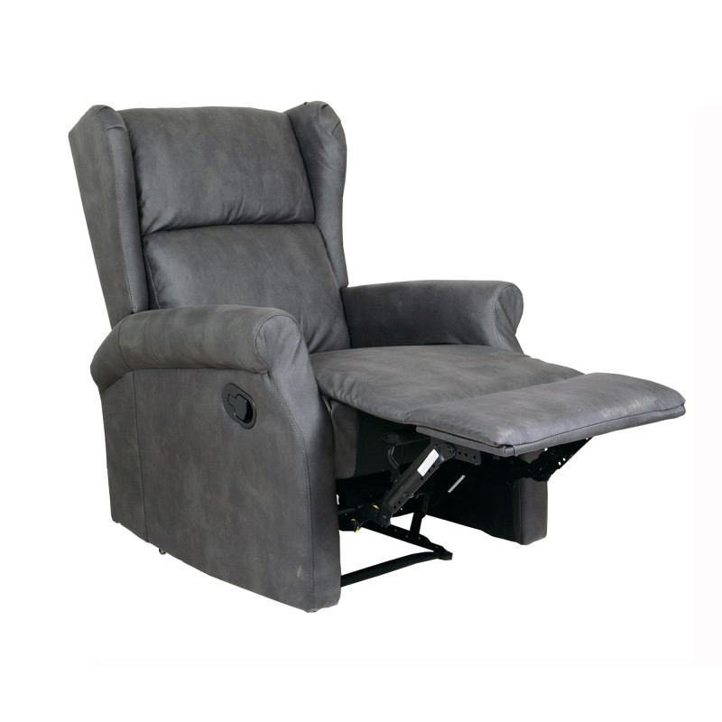 Poltrona relax Bergere Arlette nabuk grigio ignifuga moderna