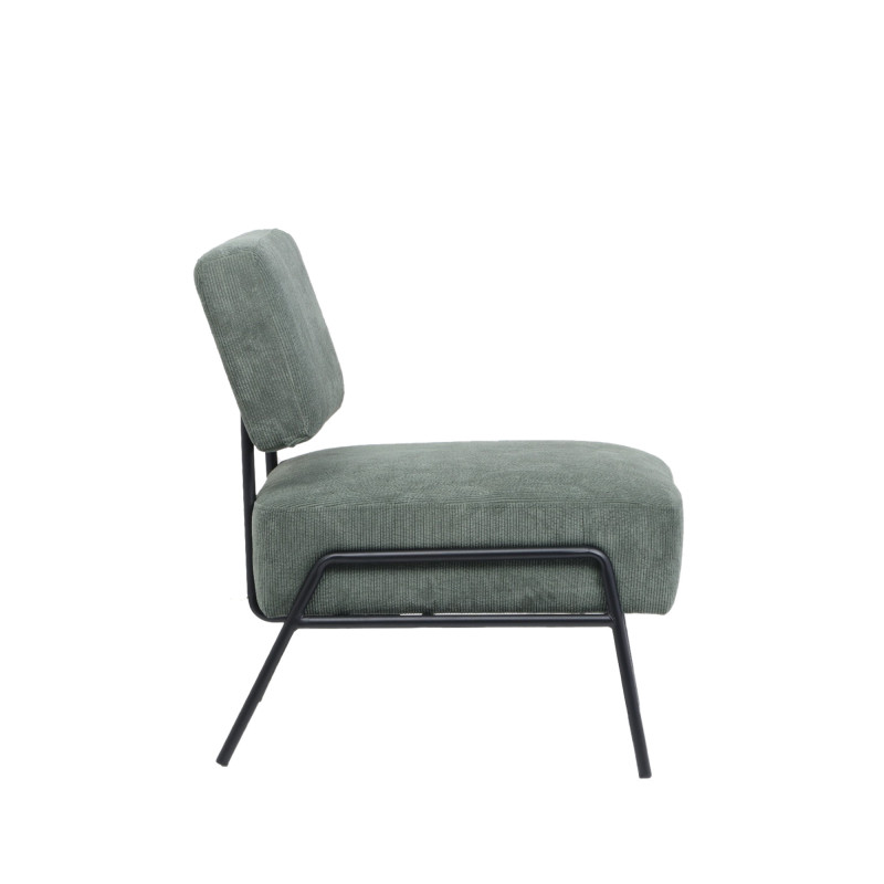 Poltrona Morgana tessuto millerighe verde classica elegante