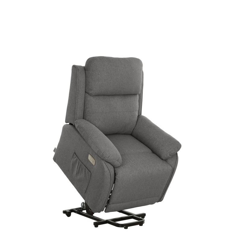 Poltrona relax Eugenia 2 motori USB tessuto cenere moderna