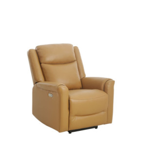 Poltrona relax Isabel recliner elettrica pelle camel moderna