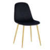 Set 4 Sedie New Lena Velluto Nero Gambe Oro