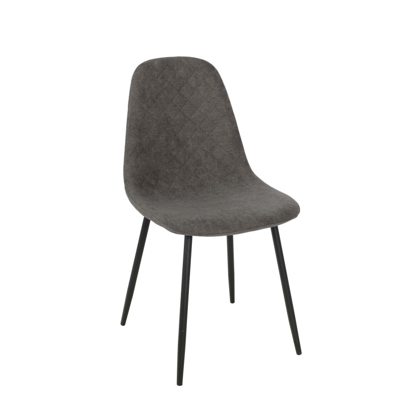 Set 4 sedie New Lena tessuto cenere gambe nere moderne casa