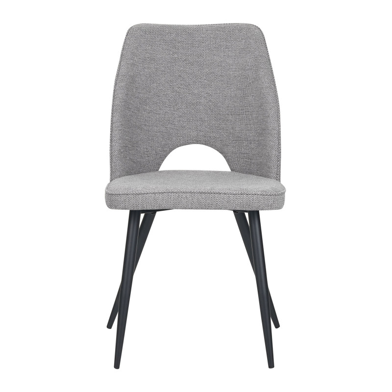 Set 4 sedie Virginia tessuto grigio gambe nere imbottite moderne