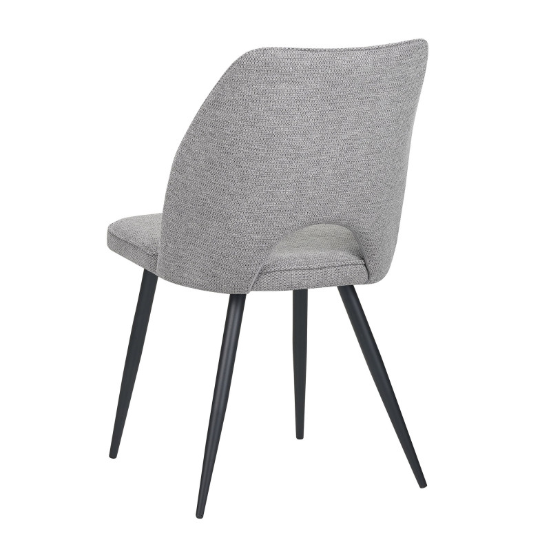 Set 4 sedie Virginia tessuto grigio gambe nere imbottite moderne