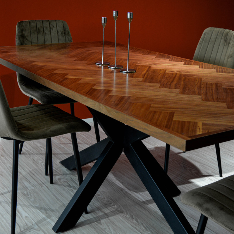 Tavolo Dylan 180x90 rovere scuro gambe nere moderno e robusto