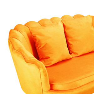 Zoom Divano Frida Velluto Senape Gambe Oro con Cuscino