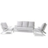 Set Malaga divano 2 poltrone alluminio bianco moderno e pratico