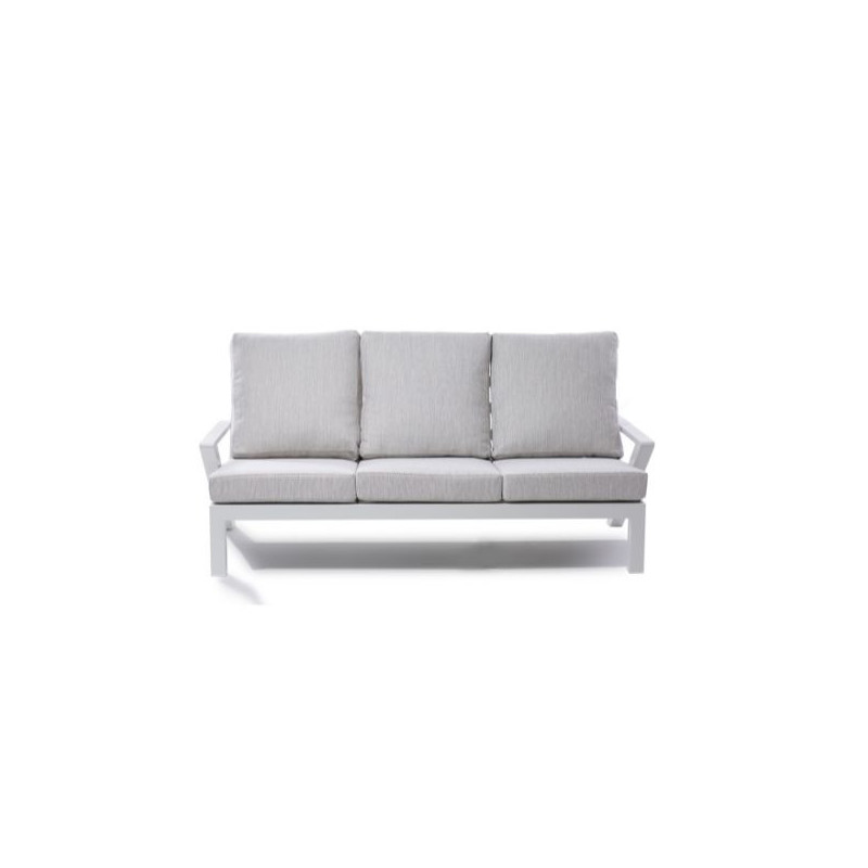 Set Malaga divano 2 poltrone alluminio bianco moderno e pratico