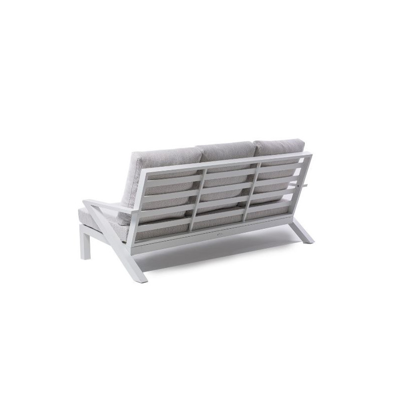 Set Malaga divano 2 poltrone alluminio bianco moderno e pratico