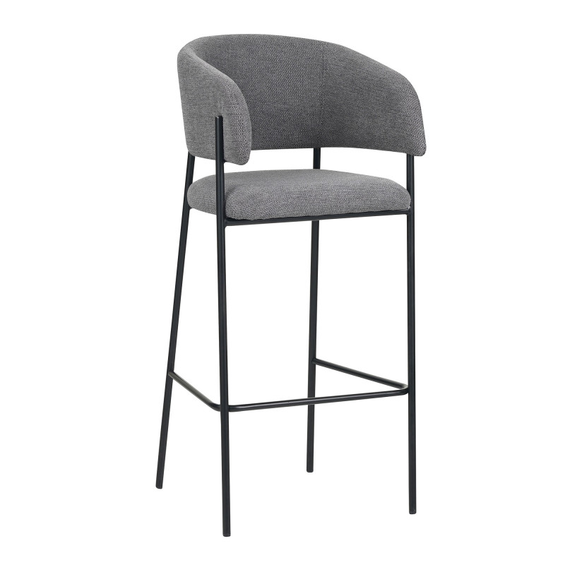 Set 2 sgabelli Brigitte tessuto cenere gambe nere moderni