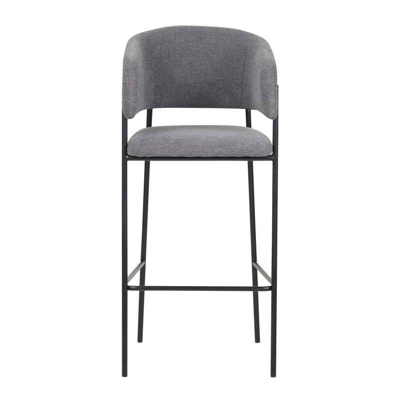 Set 2 sgabelli Brigitte tessuto cenere gambe nere moderni