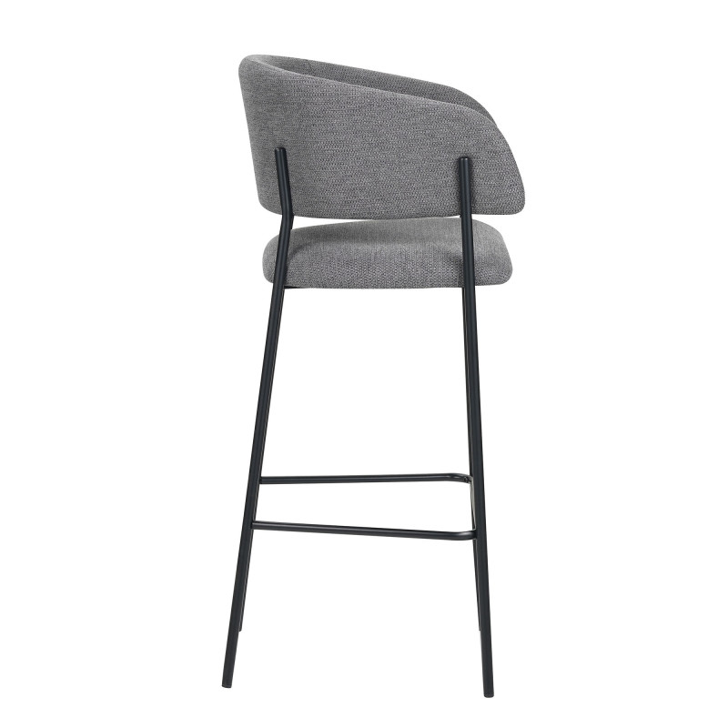 Set 2 sgabelli Brigitte tessuto cenere gambe nere moderni