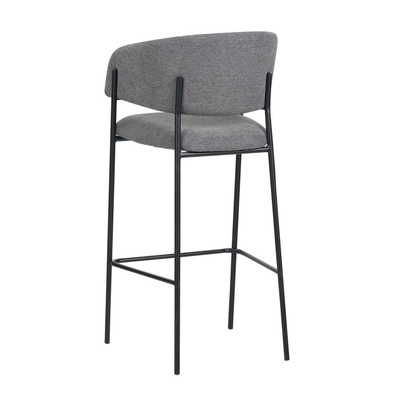 Set 2 sgabelli Brigitte tessuto cenere gambe nere moderni