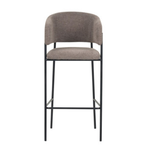 Set 2 sgabelli Brigitte tessuto tortora gambe nere moderni