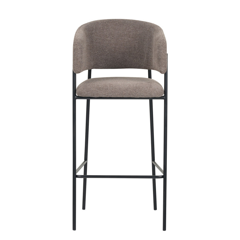 Set 2 sgabelli Brigitte tessuto tortora gambe nere moderni