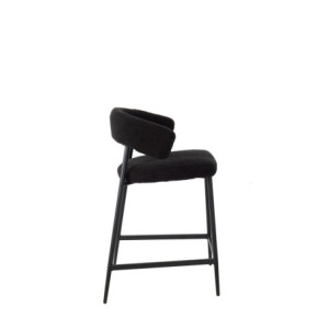 Zoom Set Da 2 Sgabelli Megan Fisso Boucle' Nera/Gambe Nere
