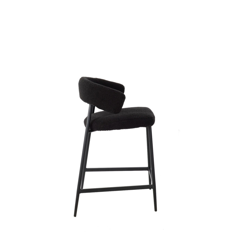 Set 2 sgabelli Megan fissi bouclé nera gambe nere eleganti