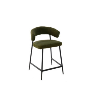 Set 2 sgabelli Megan fissi bouclé verde gambe nere eleganti