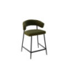 Set 2 sgabelli Megan fissi bouclé verde gambe nere eleganti