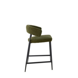 Zoom Set Da 2 Sgabelli Megan Fisso Boucle' Verde/Gambe Nere