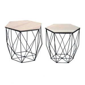 Set 2 tavolini Prism rovere nero moderni e versatili