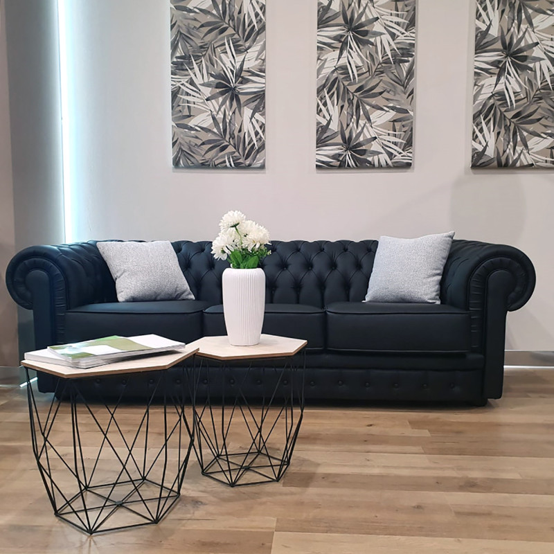 Set 2 tavolini Prism rovere nero moderni e versatili
