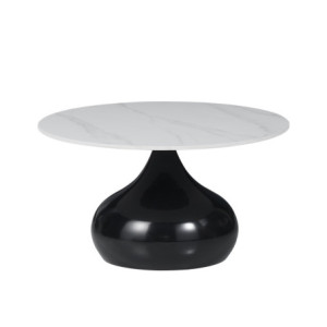 Tavolino Capri bianco effetto marmo base nera moderno salotto