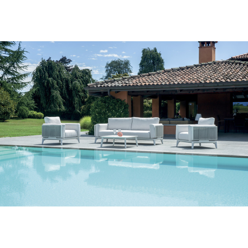 Salotto Nantes Alluminio Bianco E Corda Wicker Moia