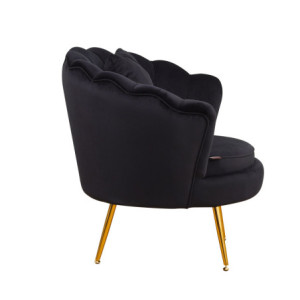 Poltrona Frida velluto nero gambe oro con cuscino elegante