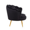Poltrona Frida velluto nero gambe oro con cuscino elegante
