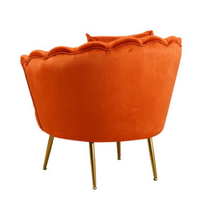Zoom Poltrona Frida Velluto Ruggine Gambe Oro con Cuscino
