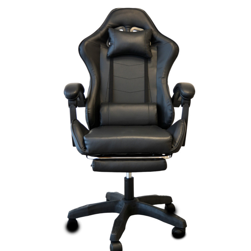 Poltrona Racing Omega nera similpelle con piedi stile gaming