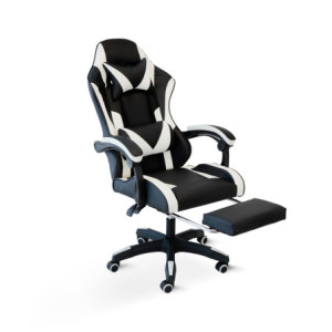 Zoom Poltrona Racing Omega con Piedi Nera/Bianca Similpelle