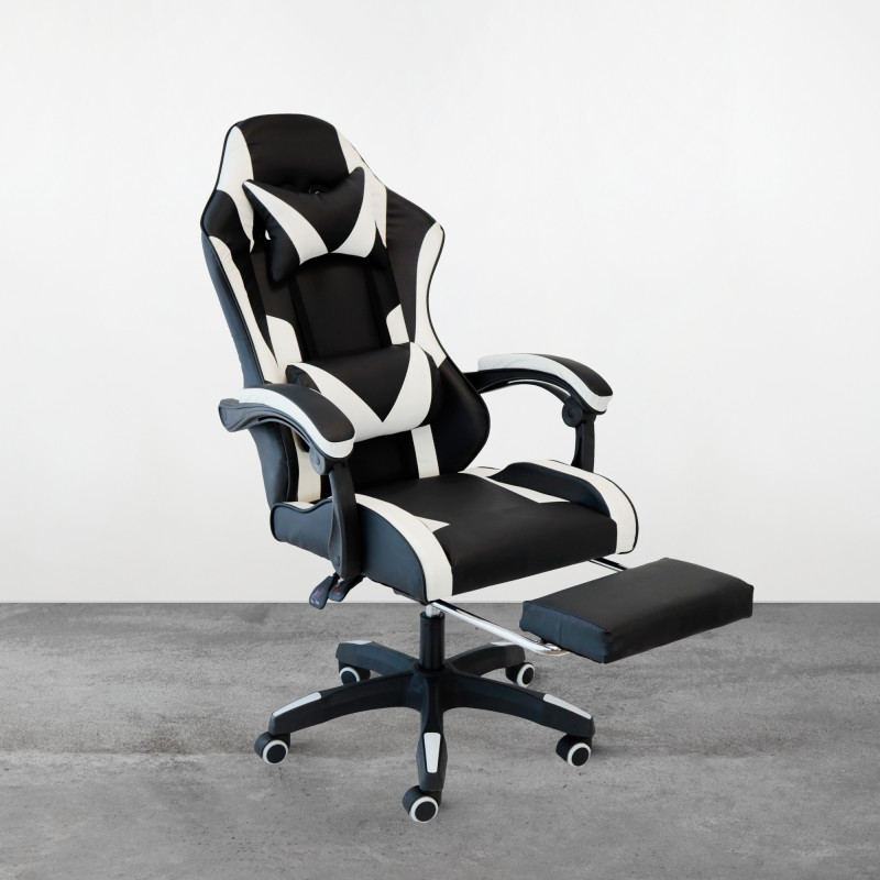 Poltrona Racing Omega nera bianca similpelle ergonomica ufficio