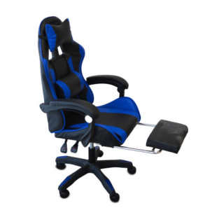 Zoom Poltrona Racing Omega con Piedi Nera/Blu similpelle