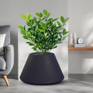 Zoom Vaso in resina da esterno interno per piante tondo conico design d.60x35h Stromboli Antracite